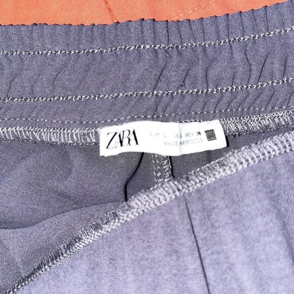 Zara Gray High-Waist Wide-Leg Tie Waistband Flowy Women's Pants Size Large - Picture 6 of 12